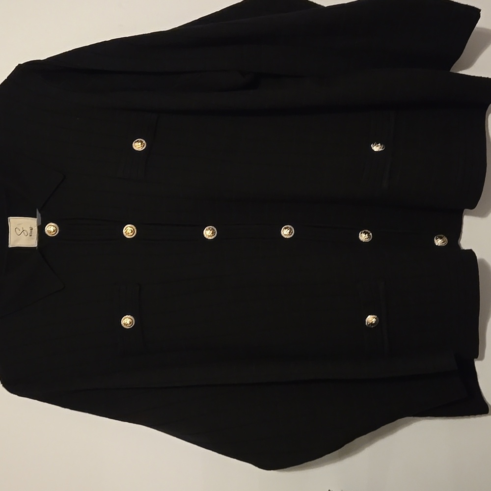 Sioni Black Button Front Knit Sweater 1X